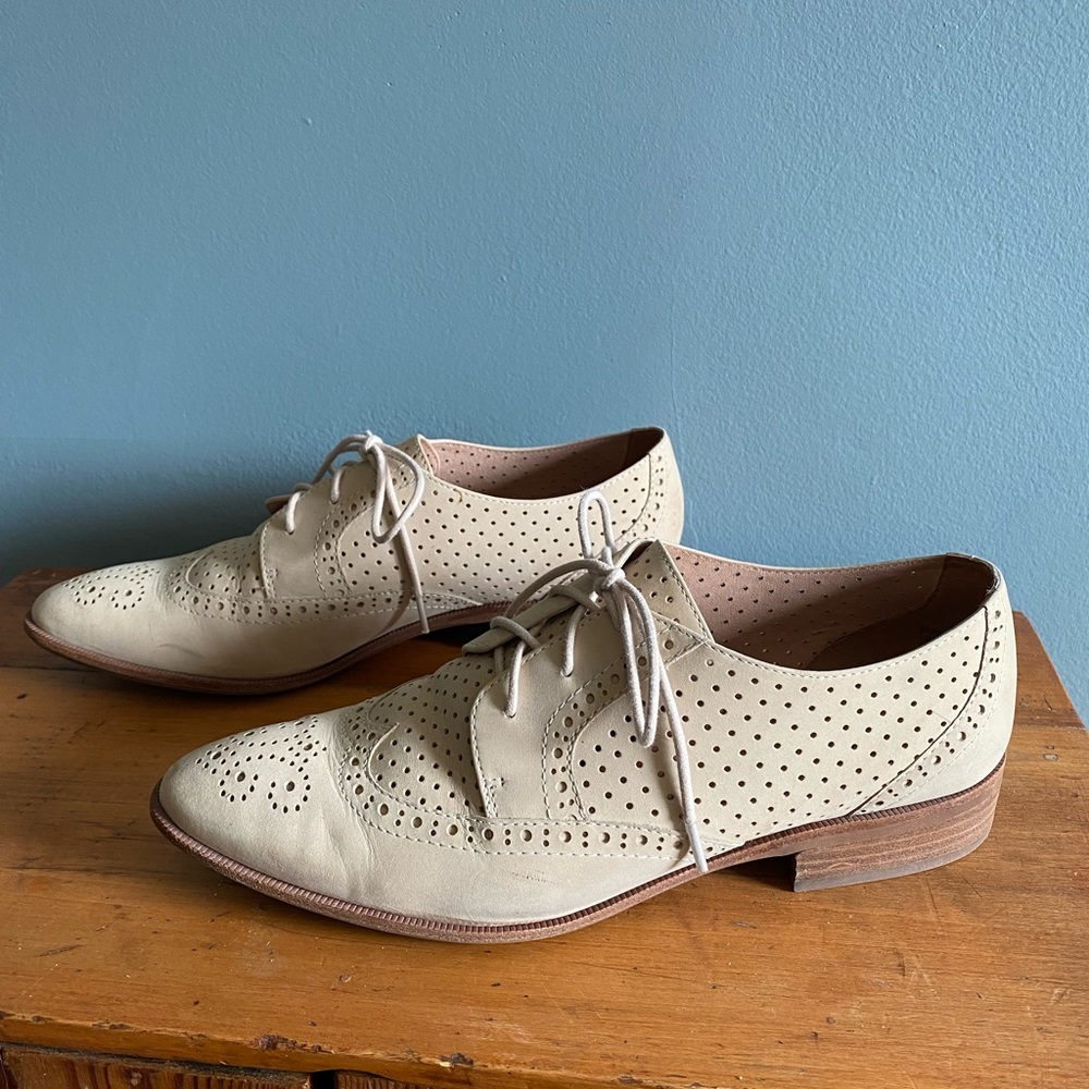 Madewell Cream Nubuck Leather Oxfords Size 10